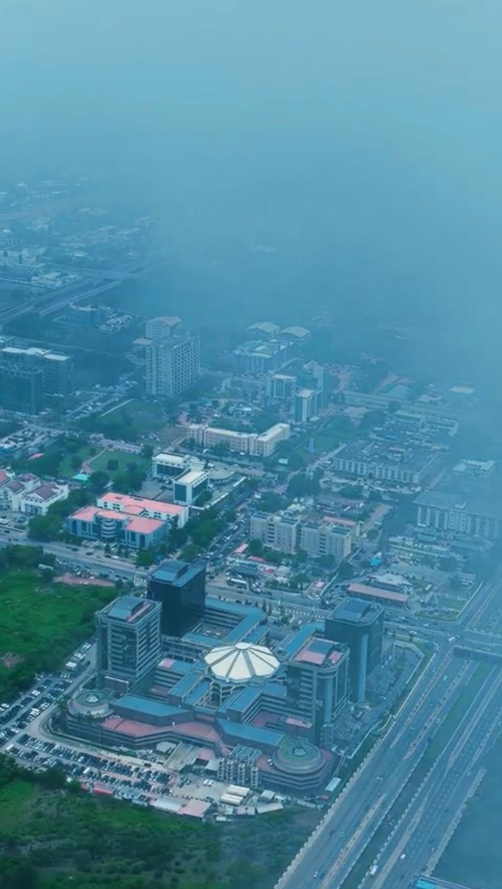 Abuja National Stadium and airport road aerial view